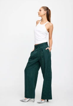 NYC PANT - GREEN PINSTRIPE