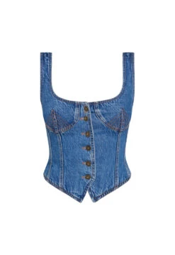 AFTER HOURS CORSET - BLUE DENIM -Tops To Bottoms Sales 02 05 23 LIONESS GM MAY Ghost Mannequin MAY 032