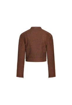 NUEVE BIKER JACKET - CHOCOLATE -Tops To Bottoms Sales 02 05 23 LIONESS GM MAY Ghost Mannequin MAY 048