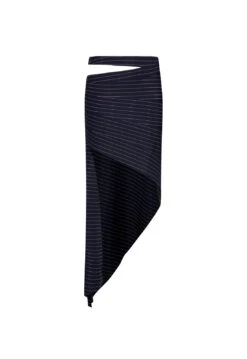 AFTER PARTY SKIRT - NAVY PINSTRIPE -Tops To Bottoms Sales 02 05 23 LIONESS GM MAY Ghost Mannequin MAY 087