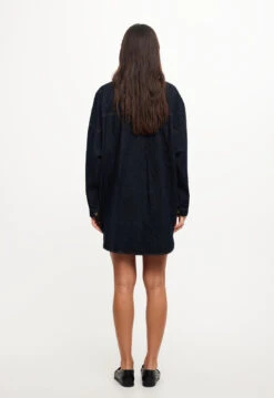 NYC BOYFRIEND SHIRT - DARK DENIM -Tops To Bottoms Sales 04 10 23 LIONESS RESHOOTS STELLAVIDS RESHOOTS 101