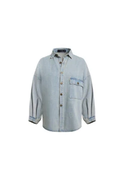 NYC BOYFRIEND SHIRT - LIGHT DENIM -Tops To Bottoms Sales 06 03 23 LIONESS MARCH GM MARCH GM 027