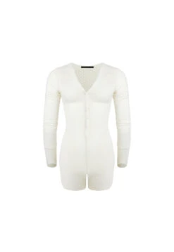 GHAURI KNIT ROMPER - CREAM -Tops To Bottoms Sales 06 03 23 LIONESS MARCH GM MARCH GM 179