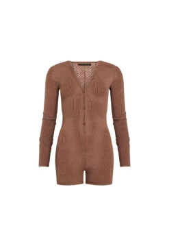 GHAURI KNIT ROMPER - CHESTNUT -Tops To Bottoms Sales 06 03 23 LIONESS MARCH GM MARCH GM 186