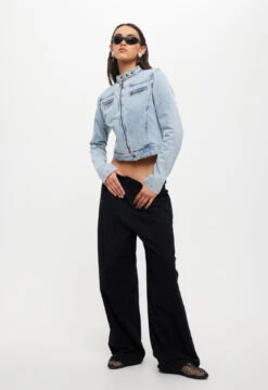 BELLA MOTO JACKET - DENIM BLUE -Tops To Bottoms Sales 06 09 23 LIONESS eCOMM OCT RESHOOTS 170