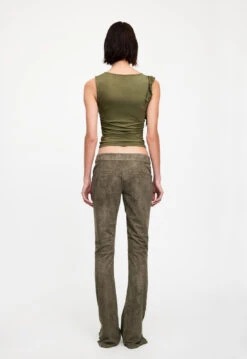 DOWN FOR YOU SUEDE PANT - KHAKI -Tops To Bottoms Sales 07 12 22 LIONESS JAN Kristel JAN 178