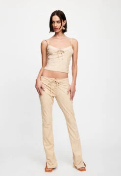 DOWN FOR YOU SUEDE PANT - CAMEL -Tops To Bottoms Sales 07 12 22 LIONESS JAN Kristel JAN 285
