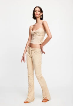 DOWN FOR YOU SUEDE PANT - CAMEL -Tops To Bottoms Sales 07 12 22 LIONESS JAN Kristel JAN 298