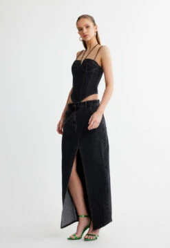 DEL GATO CORSET - CHARCOAL -Tops To Bottoms Sales 10 05 23 LIONESS eCOMM SERENA ReShoots Immediate 414