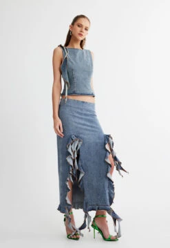 RENDEZVOUS TOP - FADED DENIM -Tops To Bottoms Sales 10 05 23 LIONESS eCOMM SERENA ReShoots Immediate 561copy