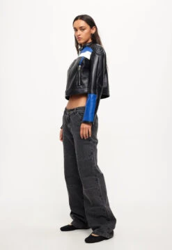 NUEVE BIKER JACKET - BLACK/BLUE -Tops To Bottoms Sales 12 07 23 LIONESS eCOMM ReSHOOTS Robbie RESHOOTS 368