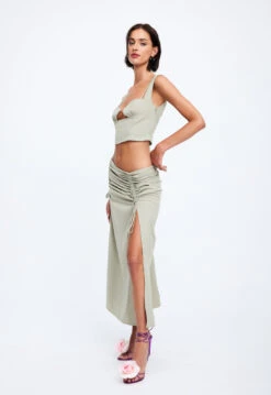 LE PARIS MIDI SKIRT - SAGE -Tops To Bottoms Sales 19 12 22 LIONESS eCOMM FEB FEB 945