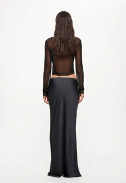 HUDSON SATIN MAXI SKIRT - DARK OLIVE -Tops To Bottoms Sales 24 05 23 LIONESS ReShoots Roberta Reshoots 1093
