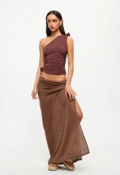 GHAURI MAXI SKIRT - CHESTNUT -Tops To Bottoms Sales 24 05 23 LIONESS ReShoots Roberta Reshoots 1180