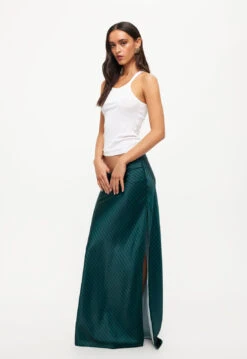 DEVON MAXI SKIRT - GREEN PINSTRIPE