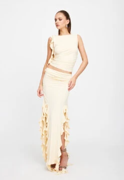 RENDEZVOUS SKIRT - CANARY -Tops To Bottoms Sales 25 01 23 LIONESS ReShoots Serena RESHOOTS CANARY 141927