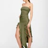 RENDEZVOUS STRAPLESS DRESS - OLIVE