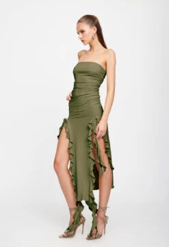 RENDEZVOUS STRAPLESS DRESS - OLIVE