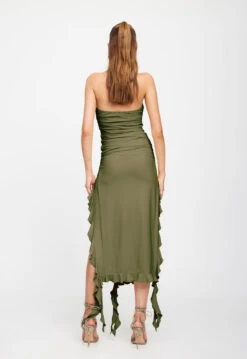 RENDEZVOUS STRAPLESS DRESS - OLIVE -Tops To Bottoms Sales 25 01 23 LIONESS ReShoots Serena RESHOOTSOLIVE 141912