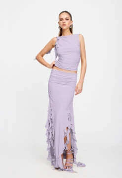 RENDEZVOUS SKIRT - LILAC -Tops To Bottoms Sales 25 01 23 LIONESS ReShoots Serena RESHOOTS 1115