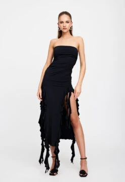 RENDEZVOUS STRAPLESS DRESS - LICORICE -Tops To Bottoms Sales 25 01 23 LIONESS ReShoots Serena RESHOOTS 860