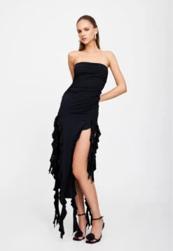 RENDEZVOUS STRAPLESS DRESS - LICORICE -Tops To Bottoms Sales 25 01 23 LIONESS ReShoots Serena RESHOOTS 866