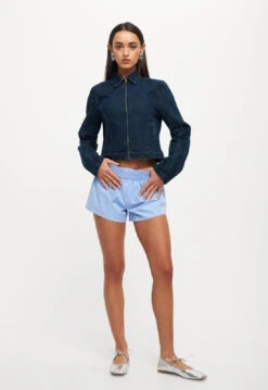 UMA DENIM JACKET - DENIM BLUE -Tops To Bottoms Sales 25 08 23 LIONESS ReShoots RESHOOTS 162