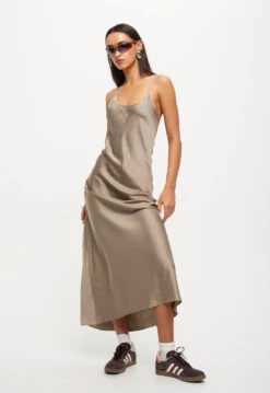 JULIETTE SATIN DRESS - MINERAL