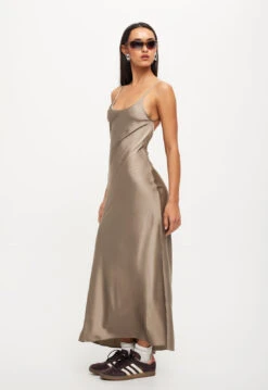 JULIETTE SATIN DRESS - MINERAL -Tops To Bottoms Sales 25 08 23 LIONESS ReShoots RESHOOTS 241