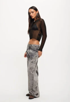 PALISADES LONG SLEEVE TOP - ONYX -Tops To Bottoms Sales 25 08 23 LIONESS ReShoots RESHOOTS 729