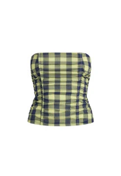 ISLAND BODICE - NAVY CHECK -Tops To Bottoms Sales GhostMannequin Sept 039
