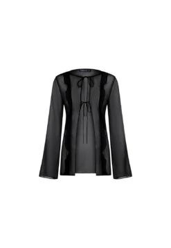 BARELY THERE TIE TOP - ONYX -Tops To Bottoms Sales JUNE GhostMannequin 054