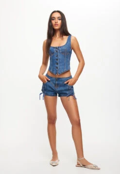 AFTER HOURS CORSET - BLUE DENIM -Tops To Bottoms Sales LB656 1 2309BLUEDENIM1