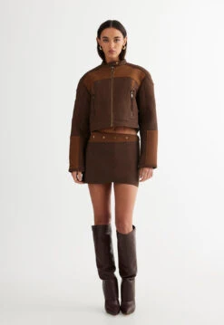 NUEVE BIKER JACKET - CHOCOLATE -Tops To Bottoms Sales LC565 1 2305 CHOCOLATE LB608 2305 CHOCOLATE 2