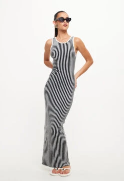 BLISSFUL MAXI DRESS - IVORY STRIPE -Tops To Bottoms Sales LD917 2310IVORYSTRIPE4