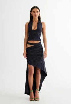 AFTER PARTY SKIRT - NAVY PINSTRIPE -Tops To Bottoms Sales LT872 2305 NAVY PINSTRIPE LB613 2305 NAVY PINSTRIPE 1
