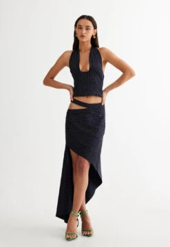 AFTER PARTY SKIRT - NAVY PINSTRIPE -Tops To Bottoms Sales LT872 2305 NAVY PINSTRIPE LB613 2305 NAVY PINSTRIPE 2