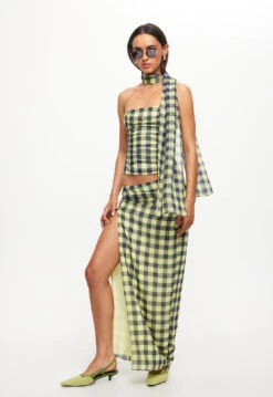 MARIAH MAXI SKIRT - NAVY CHECK