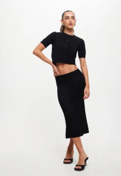 PURE MIDI SKIRT - ONYX -Tops To Bottoms Sales LT932 2310 LB667 2310ONYX7